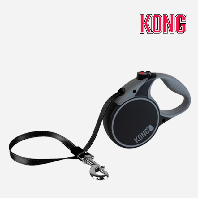 콩 KONG 자동줄 5M 블랙 리드줄 소형견 중형견 대형견 강아지 훈련 산책 용품