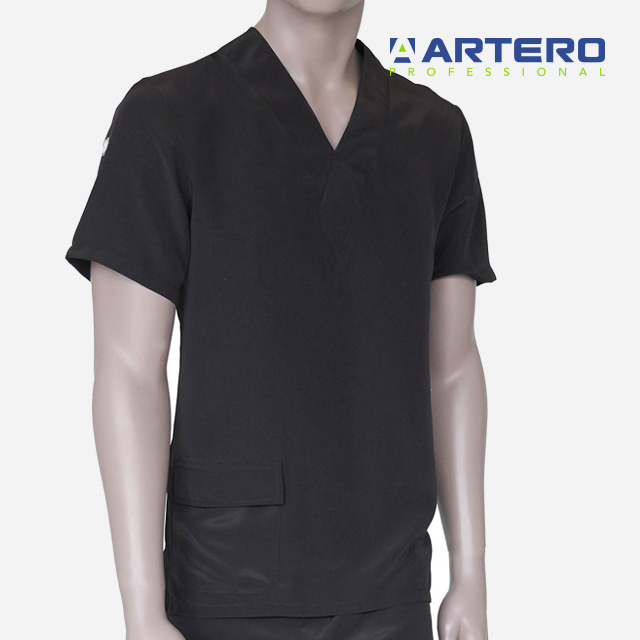 아테로 코르도바 블랙 상의 W363_W365 남여공용 애견미용 의류 유니폼 가운 미용복