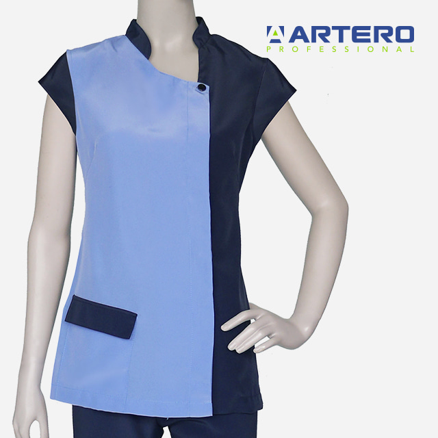 아테로 브리지트 스카이블루 상의 W521_W523 여성용 애견미용 의류 유니폼 가운 미용복