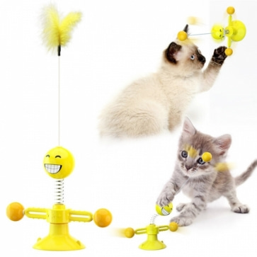 티티펫 고양이 스마일 토네이도 흡착식 장난감 옐로우 고양이 장난감
