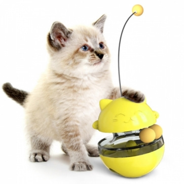 티티펫 우주 냥냥 치즈볼 오뚜기 스낵볼 옐로우 고양이 사료장난감